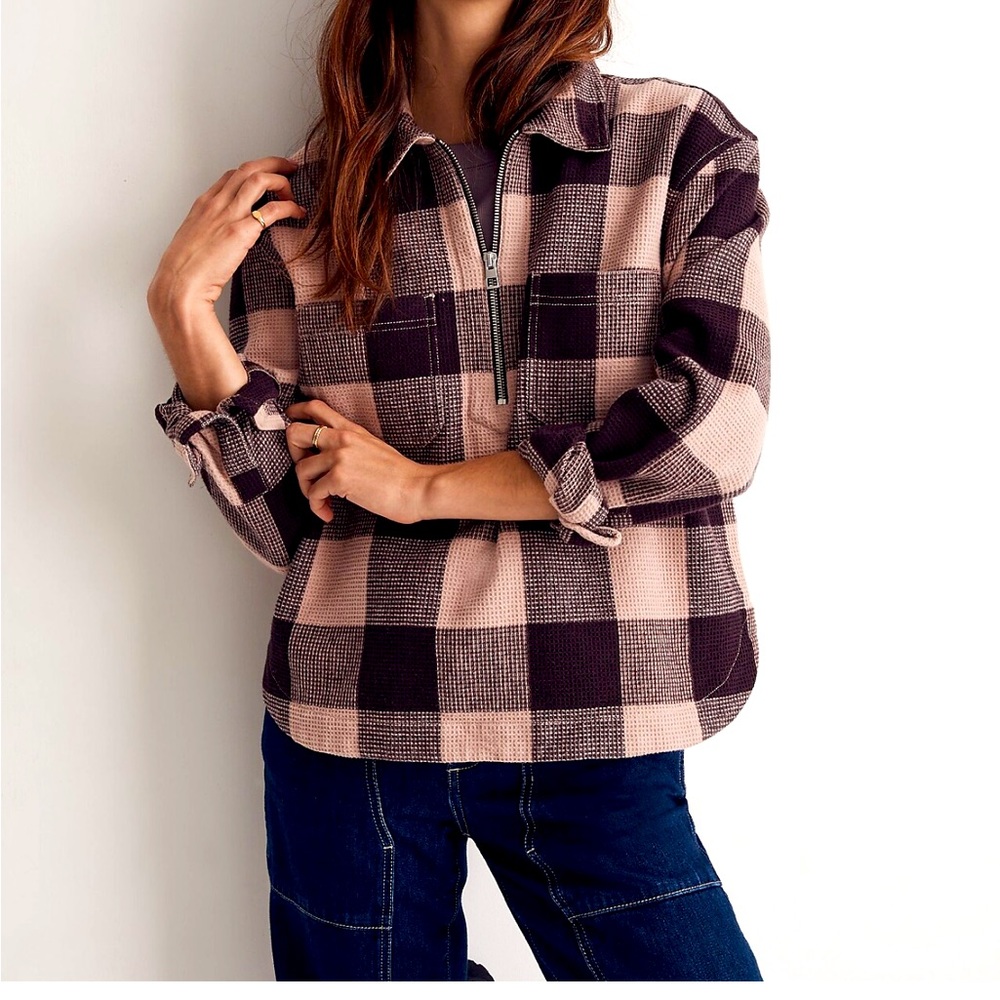 Madewell Half-Zip Popover Shirt in size small